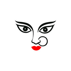  Durga  silhouette vector style with a white background,  Durga  face icon
