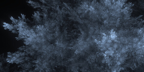 blaue Mikroskopische filigrane organische Fraktalstruktur – faszinierendes Gewächs in wissenschaftlicher Forschung, Natur, Biologie, Wissenschaft, Forschung