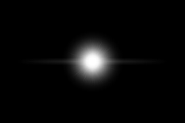 White Lens Flare Isolated on Black Background