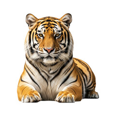 Fototapeta premium Ultra Realistic Tiger PNG – High Resolution Wild Cat Isolated on White Background with Sharp Focus, Crisp Details, and Vibrant True-to-Life Colors
