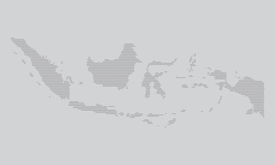 A dot art map of Indonesia made of horizontal lines. Minimalist vector design for digital art, technology, education, and creative projects.