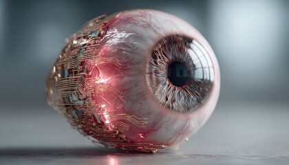 Cybernetic eye, glowing circuitry