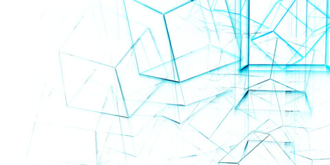 Fototapeta premium Geometrische Datenstruktur – blaue abstrakte Technologie-Vernetzung in modernem Design, Big Data, Blockchain, Digitalisierung, Analyse, KI, Wissenschaft, visuelle Kommunikation, Technologie