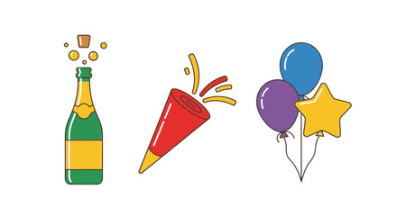 Children drawing with pencils in a colorful hand drawn vector illustration