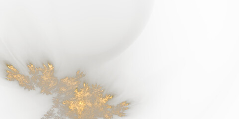 Mikroskopische filigrane organische goldgelbe Fraktalstruktur – faszinierendes Gewächs in wissenschaftlicher Forschung, Natur, Biologie, Wissenschaft, Forschung
