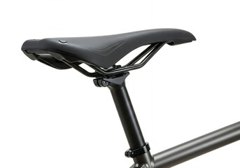 Black bicycle saddle mounted on seatpost with adjustment mechanism, practical cycling seat installation for mountain and road bikes