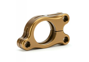 Gold anodized bicycle stem faceplate with four threaded mounting holes, front view product shot for cycling component catalog