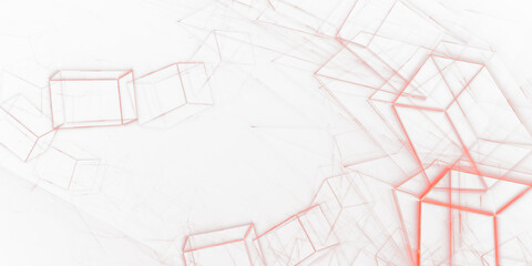 Geometrische Datenstruktur – abstrakte rote Technologie-Vernetzung in modernem Design, perfekt für KI, Big Data, Blockchain, Digitalisierung, Analyse, Wissenschaft, visuelle Kommunikation, Technologie