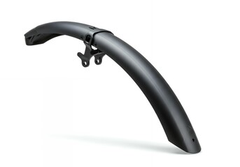 Matte black motorcycle front fender assembly with integrated mounting brackets and hardware holes, studio isolated shot