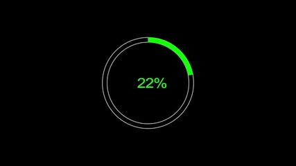 A dynamic circle loading animation, and on a black background is loading from 1 to 22 .