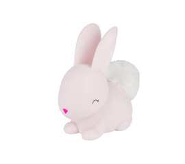 Rabbit rubber doll, children's toy cut out isolated transparent background