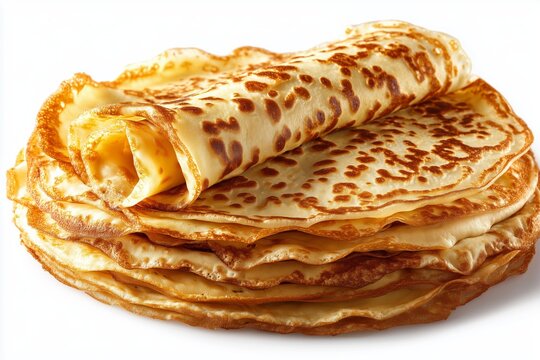 Dutch pannekoeken large pancakes on white background  

