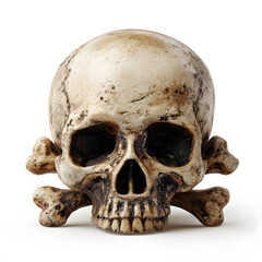 Obraz premium A classic Halloween skull and crossbones symbol, representing the spooky, macabre side of the Halloween season, set against a white background.