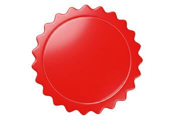 Round bright red price sticker with jagged edges, isolated on white, perfect for highlighting discounts and special offers in retail designs.