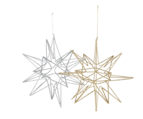 Christmas star iron frame with hanging rope cut out isolated transparent background
