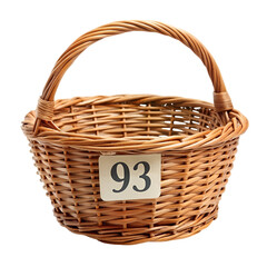 Empty wicker basket isolated on plain white background for rustic storage and product photography
