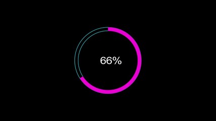 A dynamic circle loading animation, and on a black background is loading from 1 to 66 .