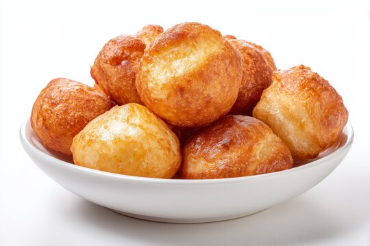 Kazakh baursak fried dough balls on white background