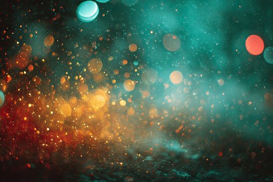 Abstract bokeh lightscape, blending teal and orange