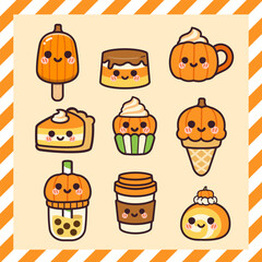 Cute Kawaii Pumpkin Halloween Food And Drink Treat, Pumpkin, cute halloween