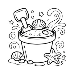 Detailed Boat and Sea Doodle Illustration for Relaxing Coloring, Coloring Pages for Kids & Adults