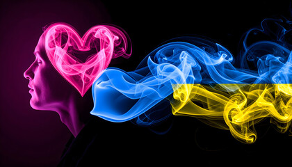 Deep emotional reflection illustrated by a human silhouette with a glowing heart and vibrant smoke currents.