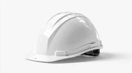 Stunning photo of isolated white construction helmet in a mockup style, front-facing and centered against a clean white background. Ideal for projects focused on safety.