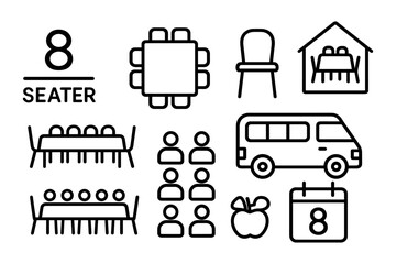 Linear symbols for seating, transportation, and event planning