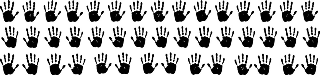 Black handprint silhouettes set on transparent background