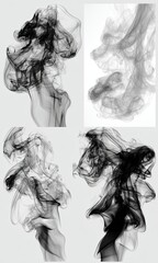 Fototapeta premium Abstract ink or smoke patterns in grayscale