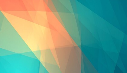 Vibrant abstract geometric background with overlapping transparent polygons in modern teal and orange colors