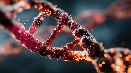 Abstract DNA Strand Visualization: Exploring Genetic Code and Molecular Biology, Representing Science Breakthroughs and Futuristic Biomedical Innovations in Gene Research and