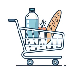 shopping cart full of groceries