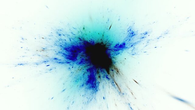 spektakul&auml;rer Explosionseffekt blauer Farbpartikel &ndash; Wissenschaft trifft kreative Forschung in spektakul&auml;rer Darstellung
