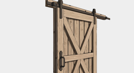 Fototapeta premium Rustic Wooden Barn Door with Sliding Hardware.