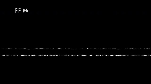 Playback fast forward retro VHS on black background. 4K video
