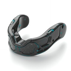 Fototapeta premium Advanced sports mouthguard with cyan trim perforated ventilation panels and ergonomic design for maximum athletic protection
