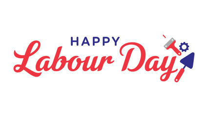Labour Day Typography: A festive typography celebrating Labor Day, featuring a bold font design and iconic tool illustrations, radiating a sense of celebration and appreciation.