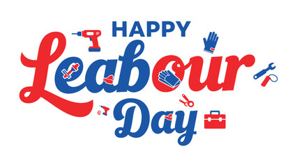 Labour Day: A vibrant depiction of Labor Day with an inscription, incorporating essential tools representing the dedication and spirit of work.