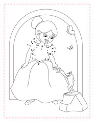 Connect the dots Princess with frog and butterflies
