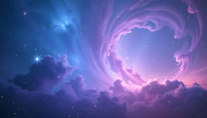 A mesmerizing cosmic scene showcasing swirling nebulas, stars, and vibrant celestial formations.