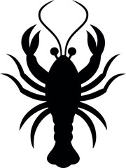 Lobster Silhouette Vector Illustration with Claws, Legs, and Antennae