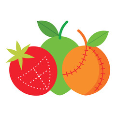 Whimsical fruit pattern with detailed embroidery textures