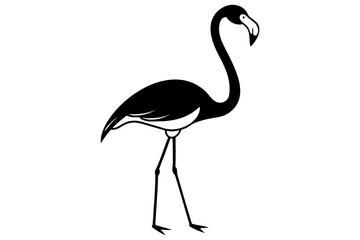 Naklejka premium Pink flamingo vector silhouette isolated on white, a cute bird illustration