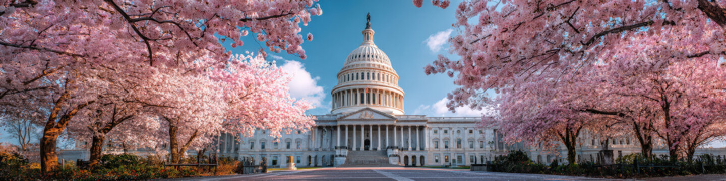 Spring blossoms celebrate renewal at the u.S. Capitol washington d.C. Aesthetic photography daytime vibrant scenery