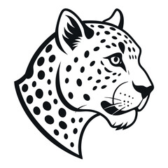 Minimalist angled upward leopard head line art illustration