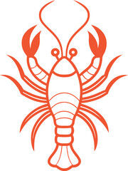 Orange Lobster Vector Illustration with Claws, Antennae, and Segmented Tail