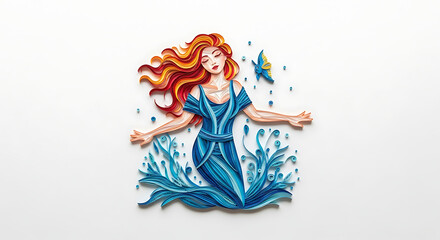 A Pisces, hyperrealistic paper quilling vivid colors