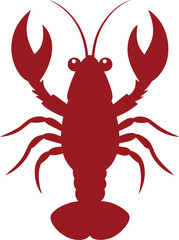 Red Lobster Vector Silhouette Illustration with Claws and Antennae
