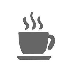 Hot Drink Icon &ndash; Coffee or Tea Cup with Steam Silhouette Vector。ホットドリンクのアイコン／湯気の立つコーヒーカップのシルエット素材